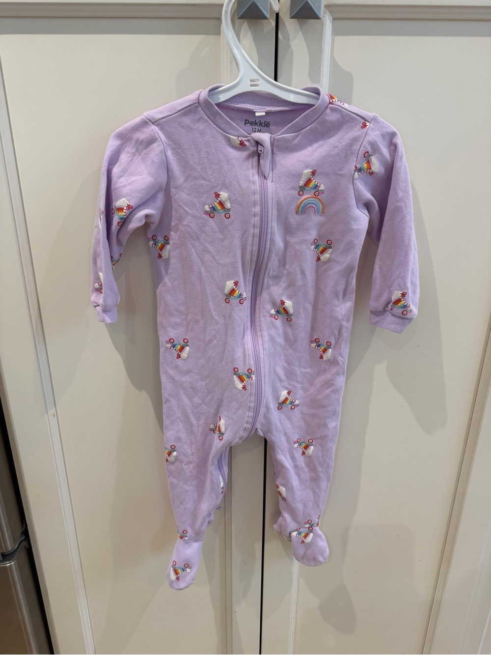 Pekkle 12m Lilac roller skate Footed One-Piece organic cotton